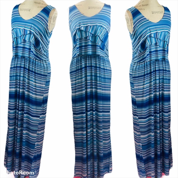 OneWorld Multi Blue Maxi Dress - Picture 6 of 8